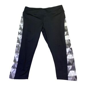 LuLaRoe Leggings Women's Medium Black Geometric Print Capris Cropped Color Block